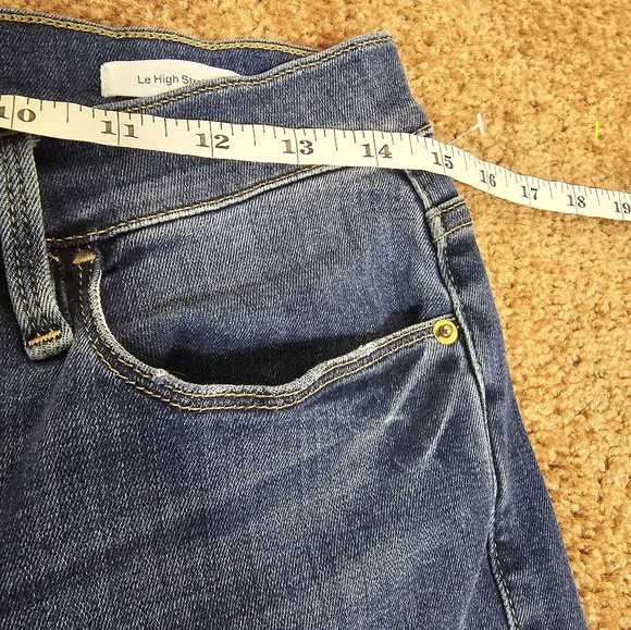 Frame Le High Straight Stallion Rips Cropped Raw Hem Denim Jeans